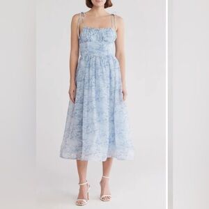 Lush Blue and White Midi Dress
